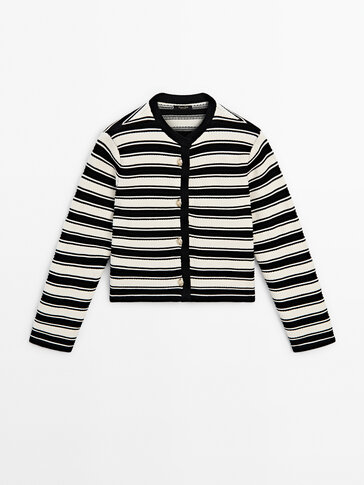 Knit cardigan with gold buttons