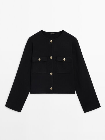 Knit cardigan with gold buttons