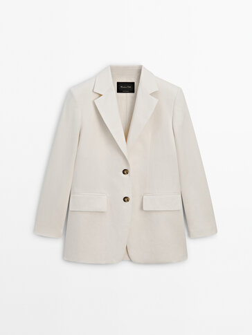 Linen blend blazer with pockets