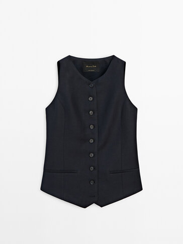 Navy blue buttoned co-ord waistcoat