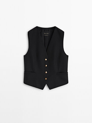 Cropped waistcoat with golden buttons