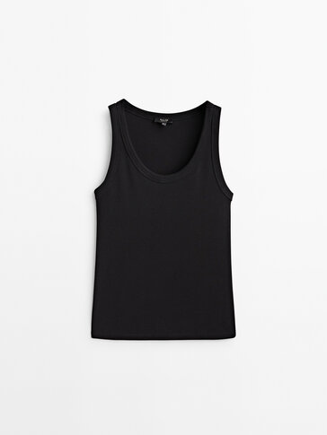 Cotton blend ribbed tank top