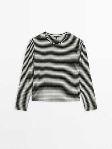 Striped long sleeve cotton T-shirt