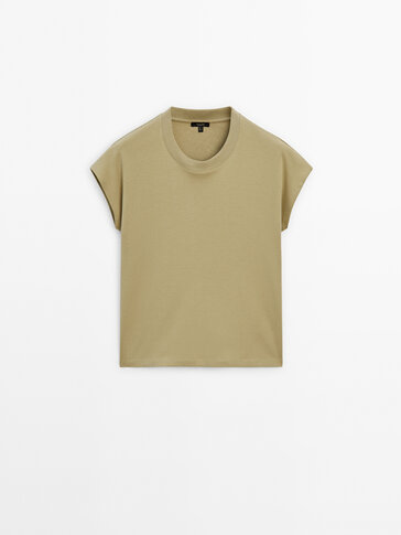 100% cotton drop sleeve T-shirt