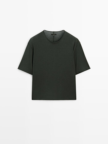 Cotton T-shirt with central seam detail