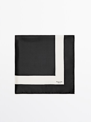 Contrast 100% silk pocket square