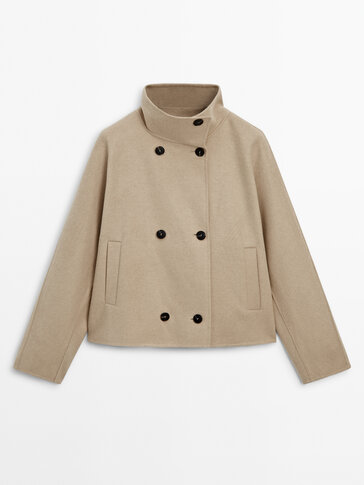 Cropped double-faced wool-blend double-breasted coat
