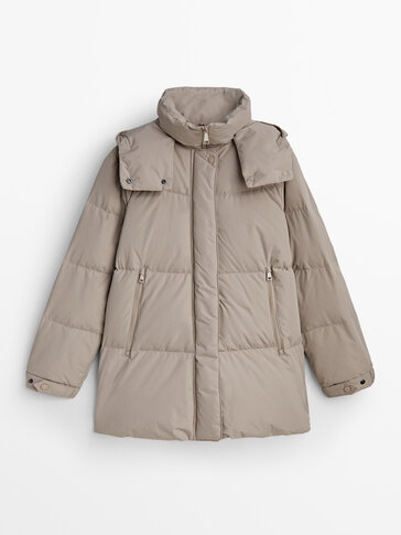 Padded technical jacket with down and feather filling