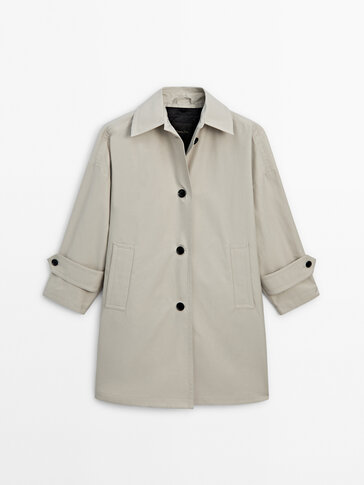 Cropped trench coat with padded interior