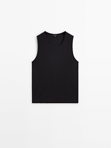 Fitted cotton blend tank top