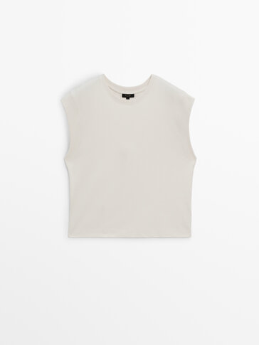 Sleeveless 100% cotton T-shirt
