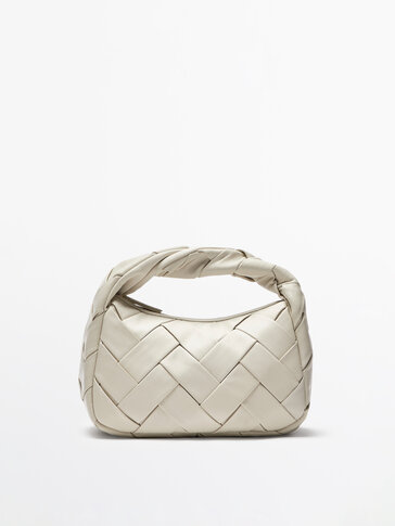 Nappa leather woven croissant bag