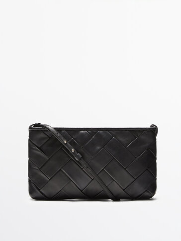 Nappa leather plaited shoulder bag