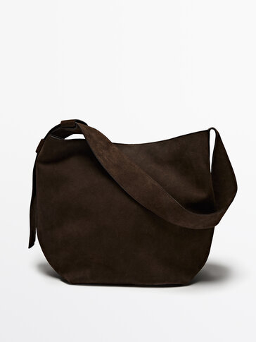 Split suede leather handbag