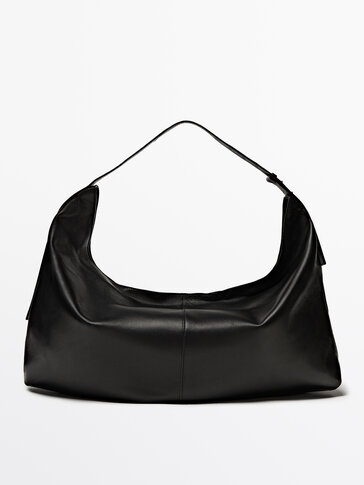 Maxi nappa leather half-moon bag