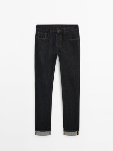 Tapered-fit rinse wash selvedge jeans