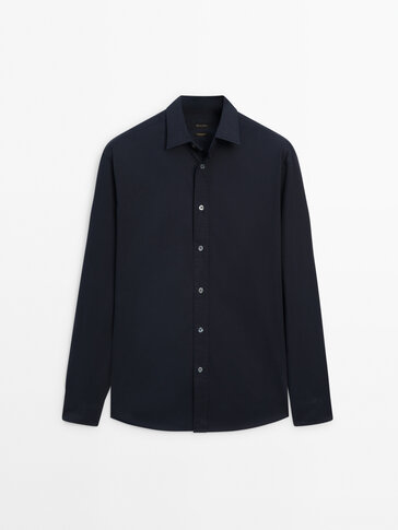 Stretch relaxed-fit cotton twill shirt