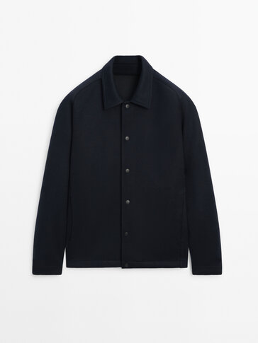 Wool blend jacket with snap buttons