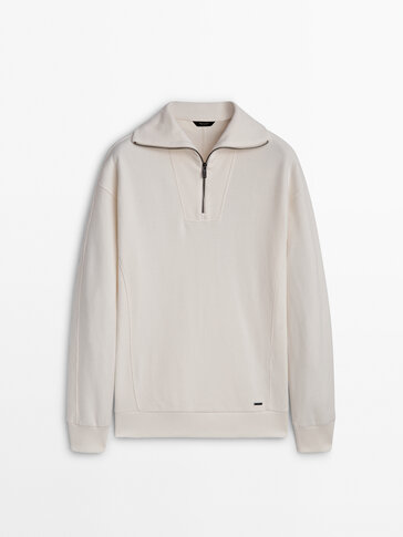 Mock neck zip-up sweatshirt