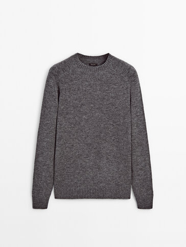 Brushed wool blend knit sweater