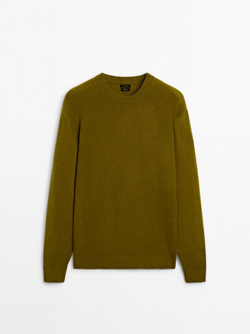 Lightweight knit crew neck wool-blend sweater