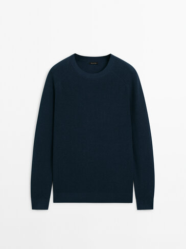 Crew neck sweater with linen and cotton