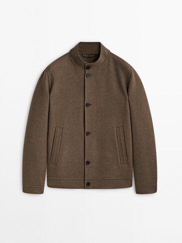 Double-faced 100% wool overshirt