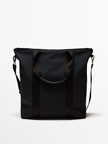 Tote bag with leather trims