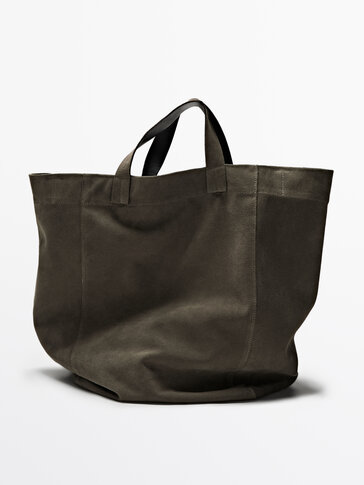 Suede leather satcher bag