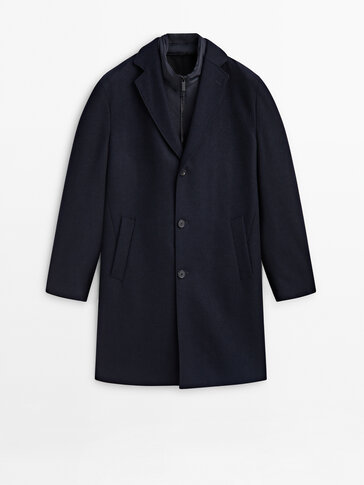 Wool blend coat with removable lining