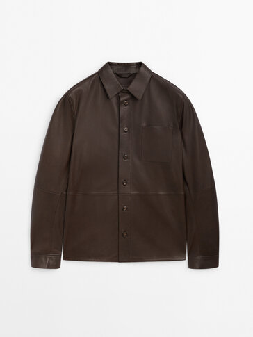 Nappa leather overshirt with pocket