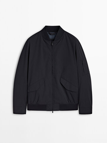 Navy blue bomber jacket