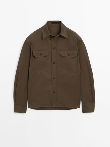 100% cotton overshirt with pockets - Studio