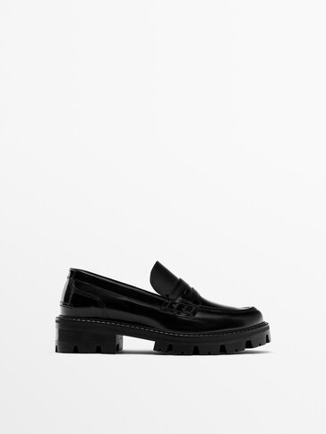 Leather loafers with track sole