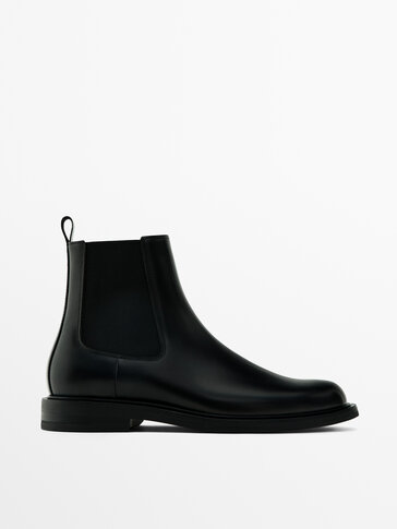 Black leather sock ankle boots