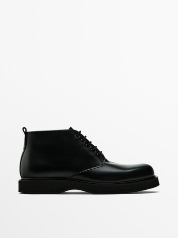 Black nappa leather ankle boots