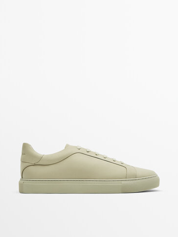 Cream leather trainers