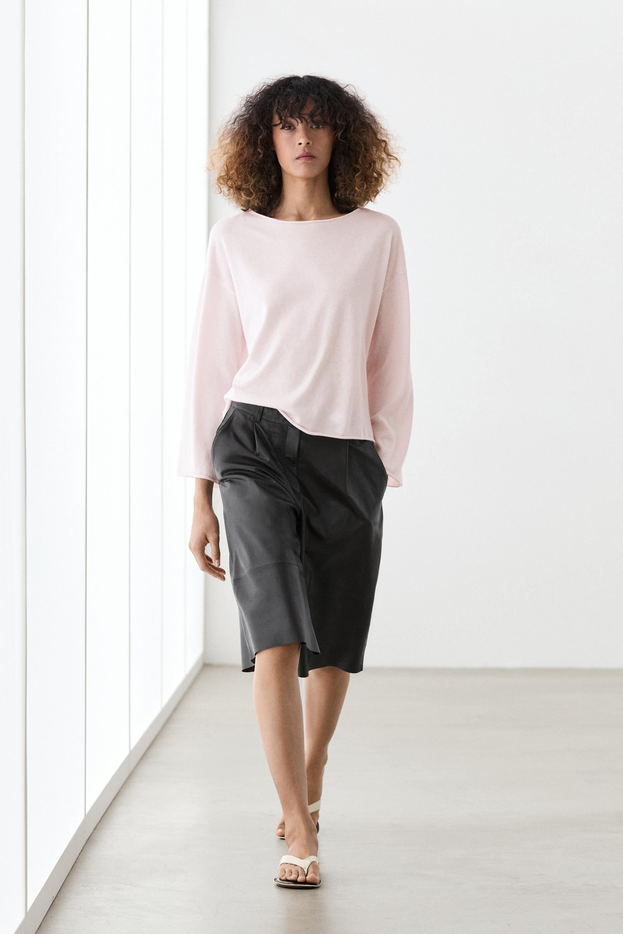 Cotton blend knit cape sweater