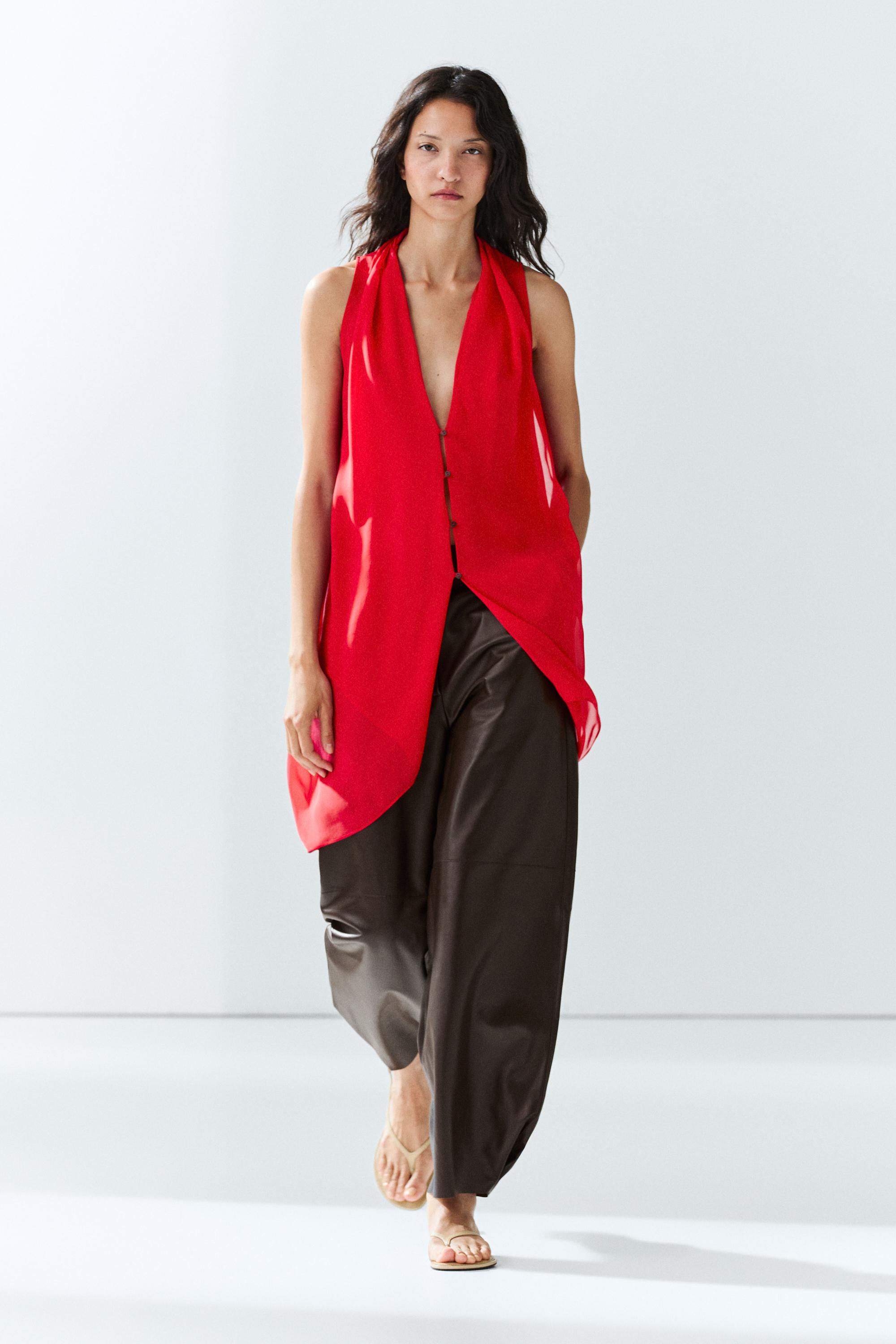 100% silk semi-sheer top