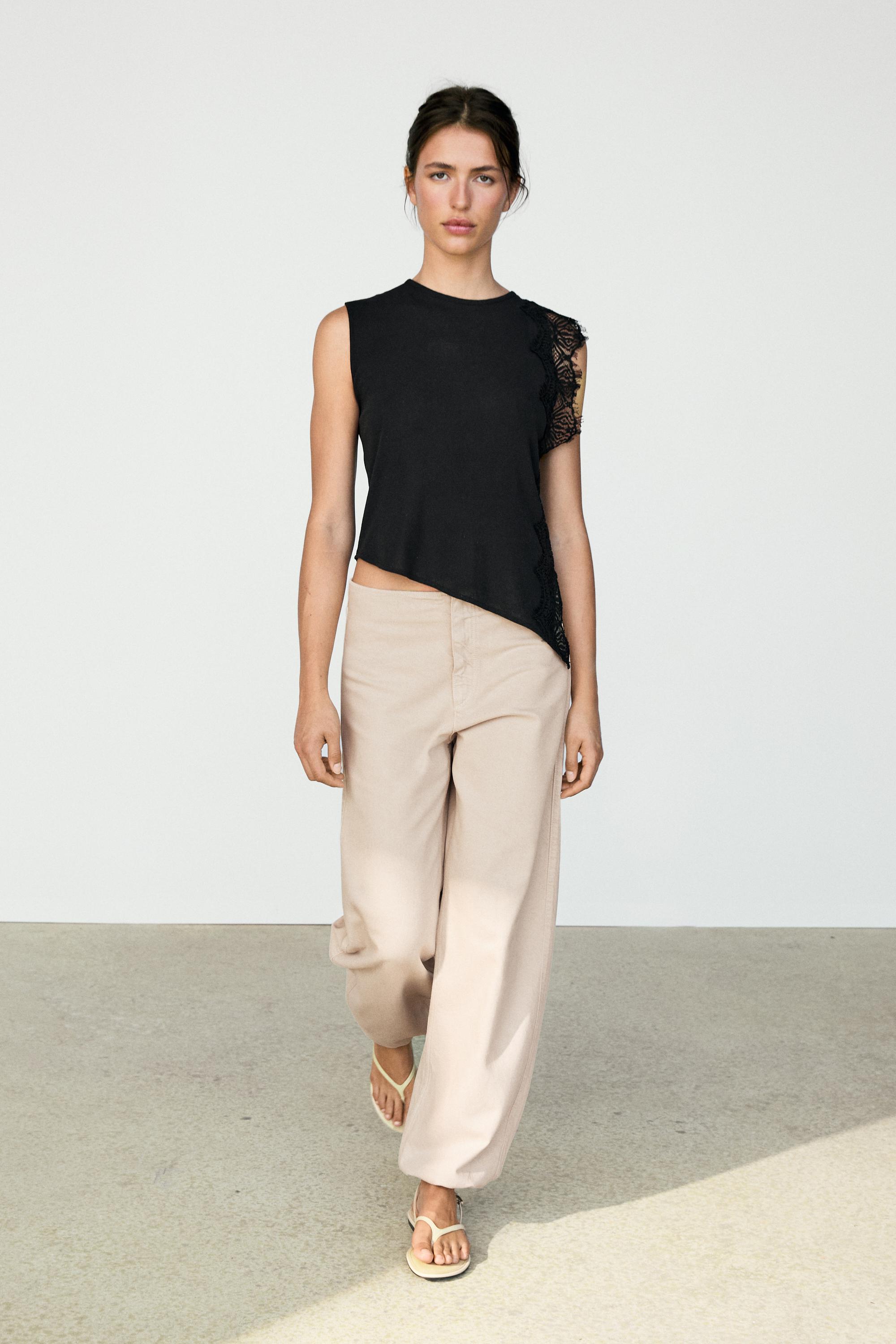 Sleeveless top with lace detail