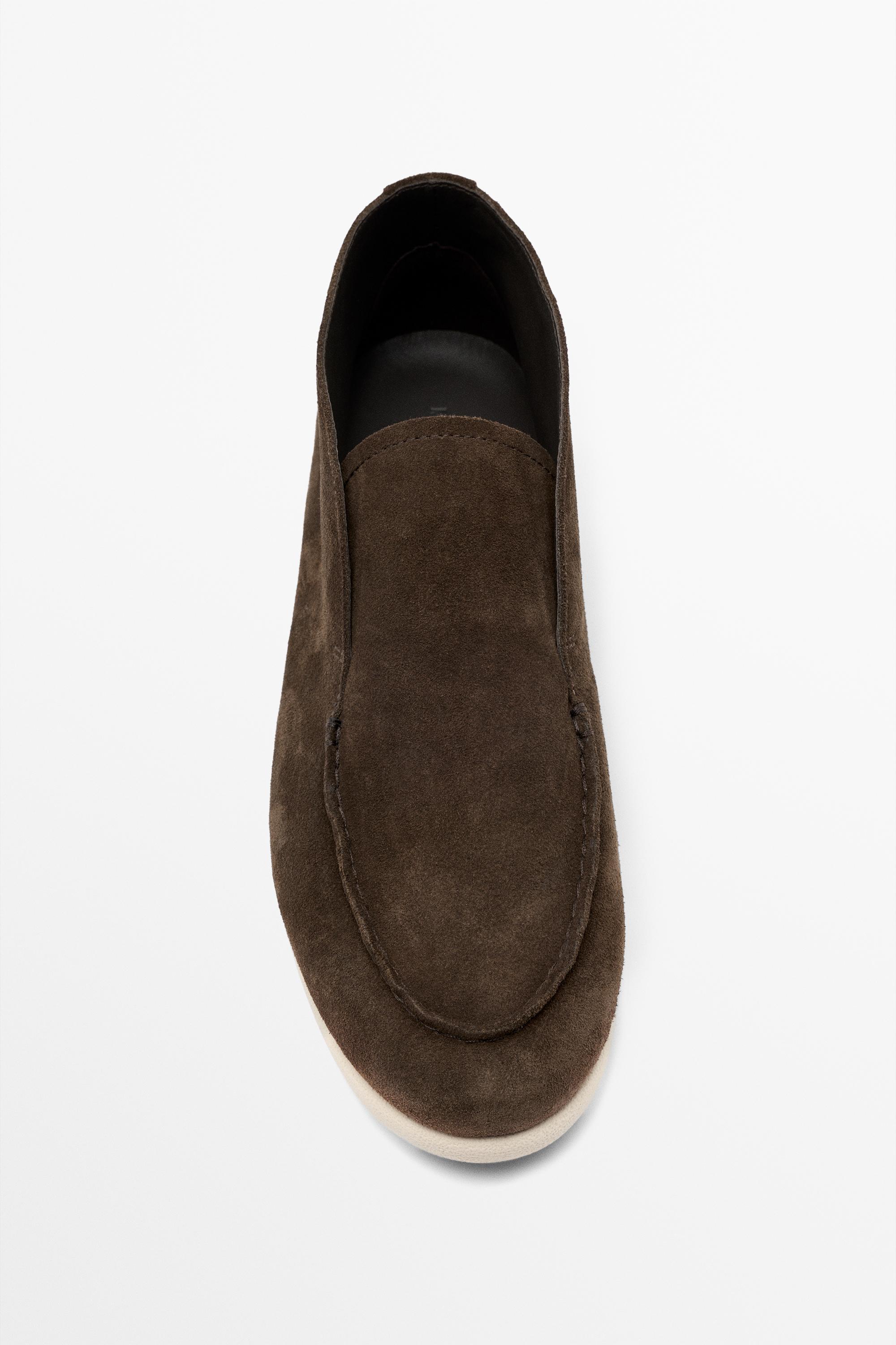 Split suede leather ankle loafer