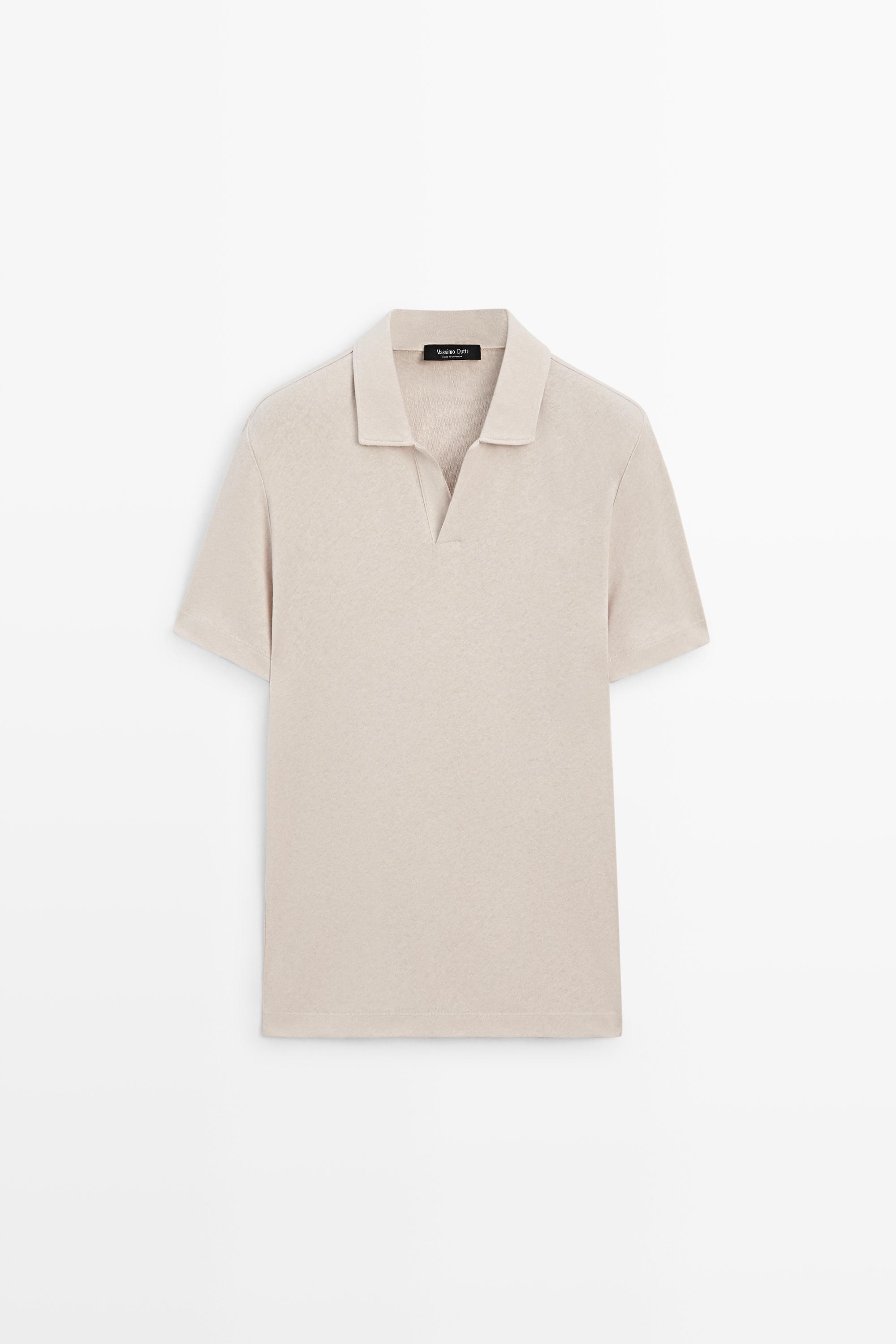 Short sleeve linen cotton polo shirt