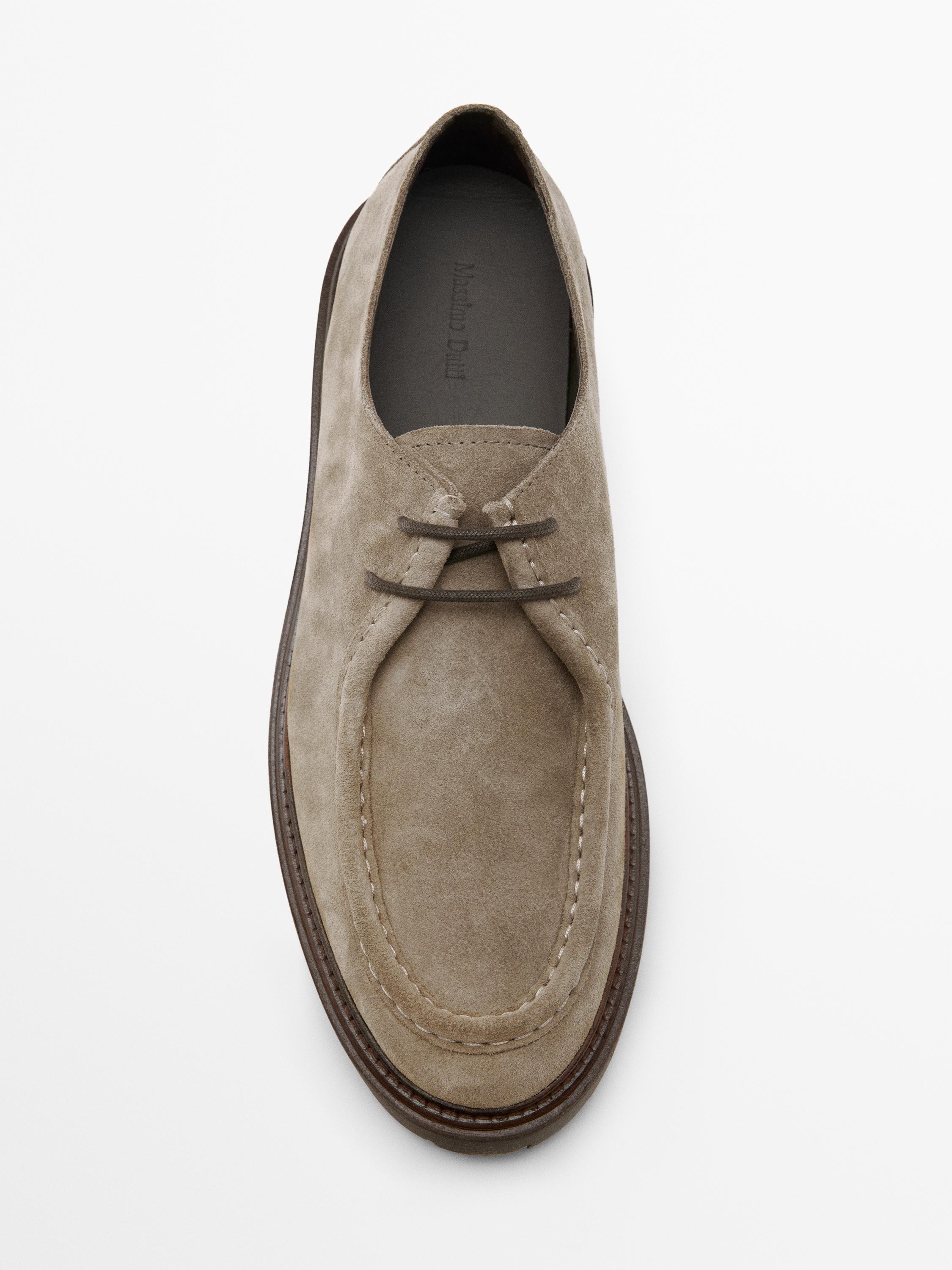 Moc toe split suede shoes