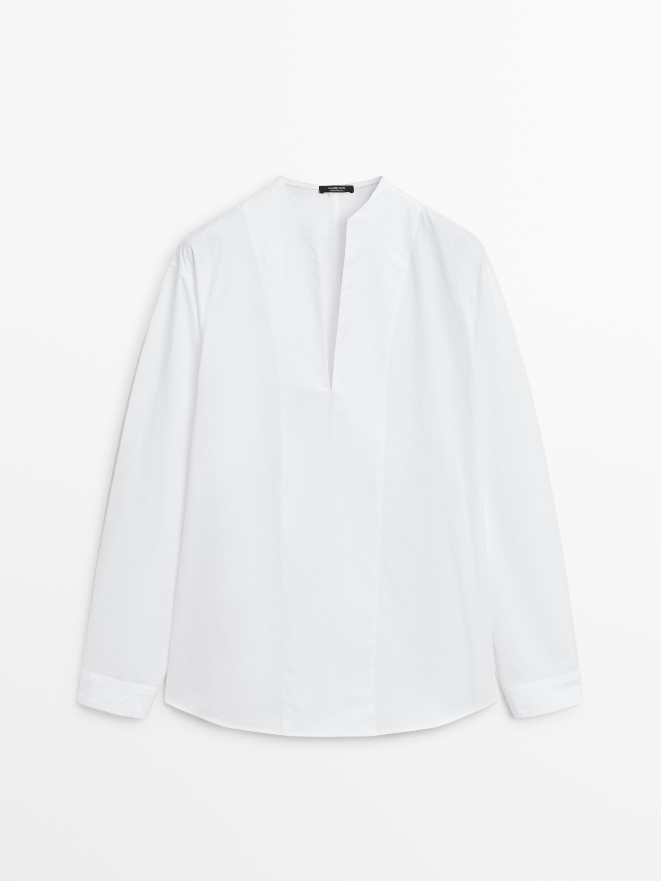 Poplin shirt with chest detailing