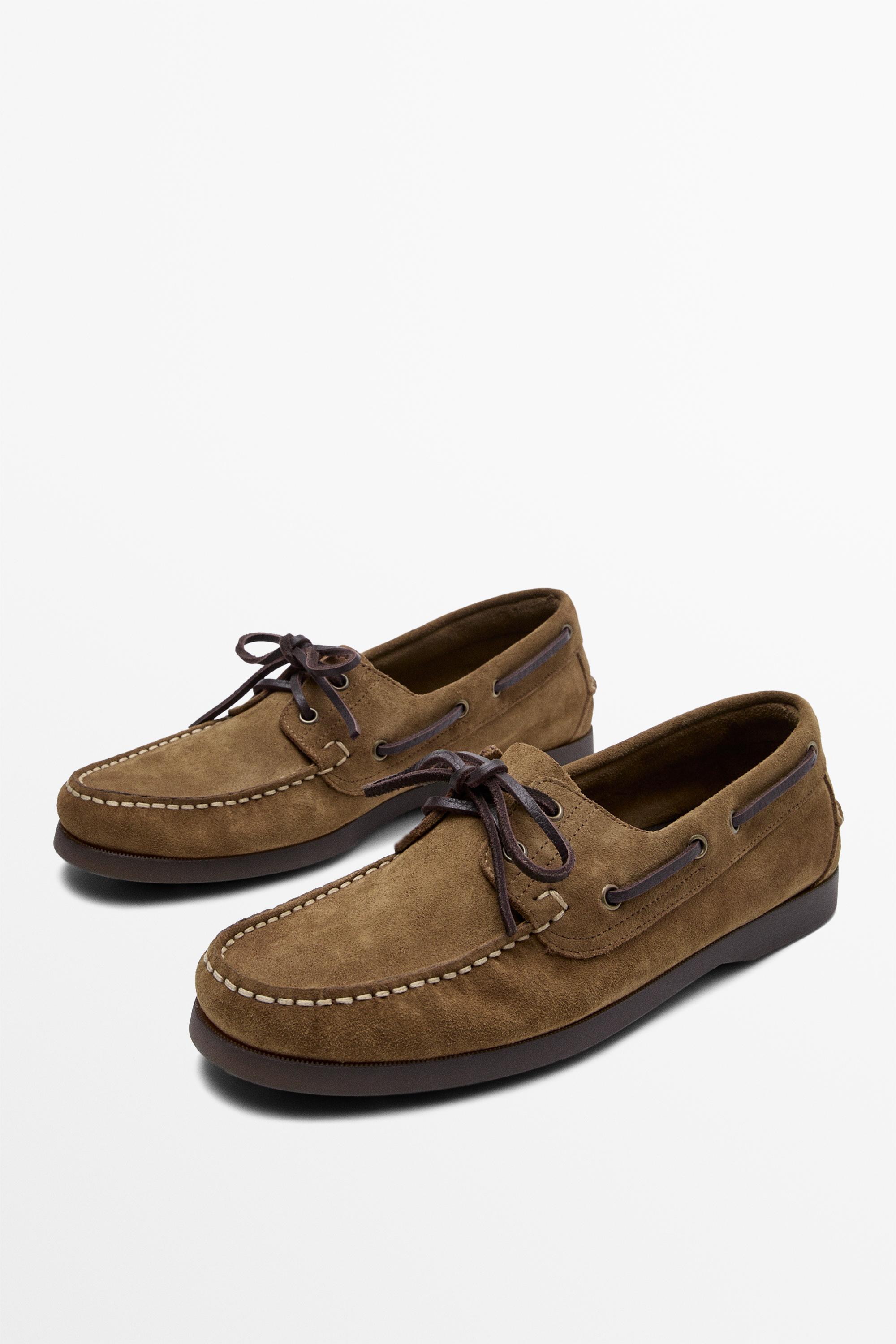 Leather boat shoe