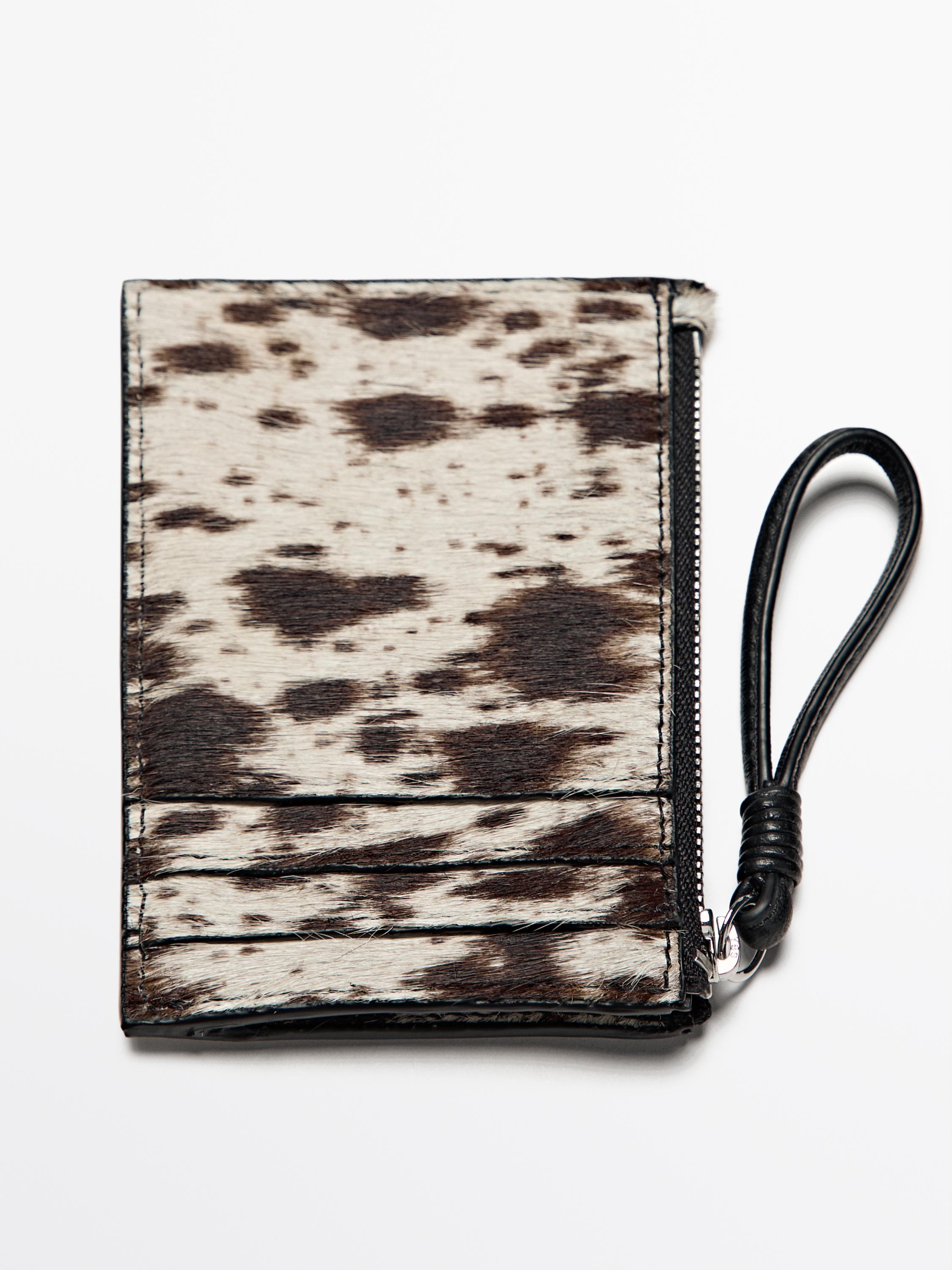 Small animal print leather wallet