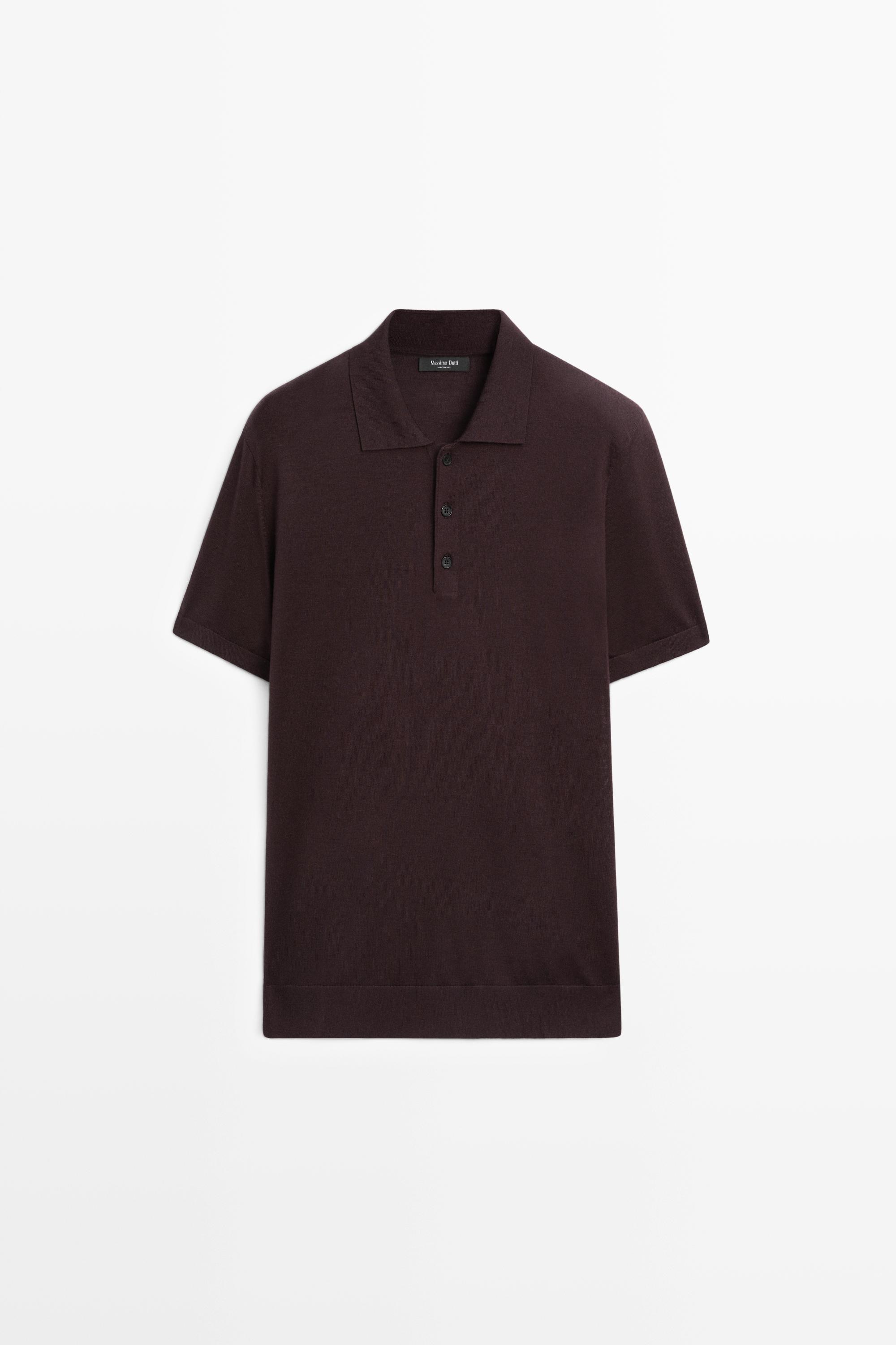 Wool blend knit polo shirt