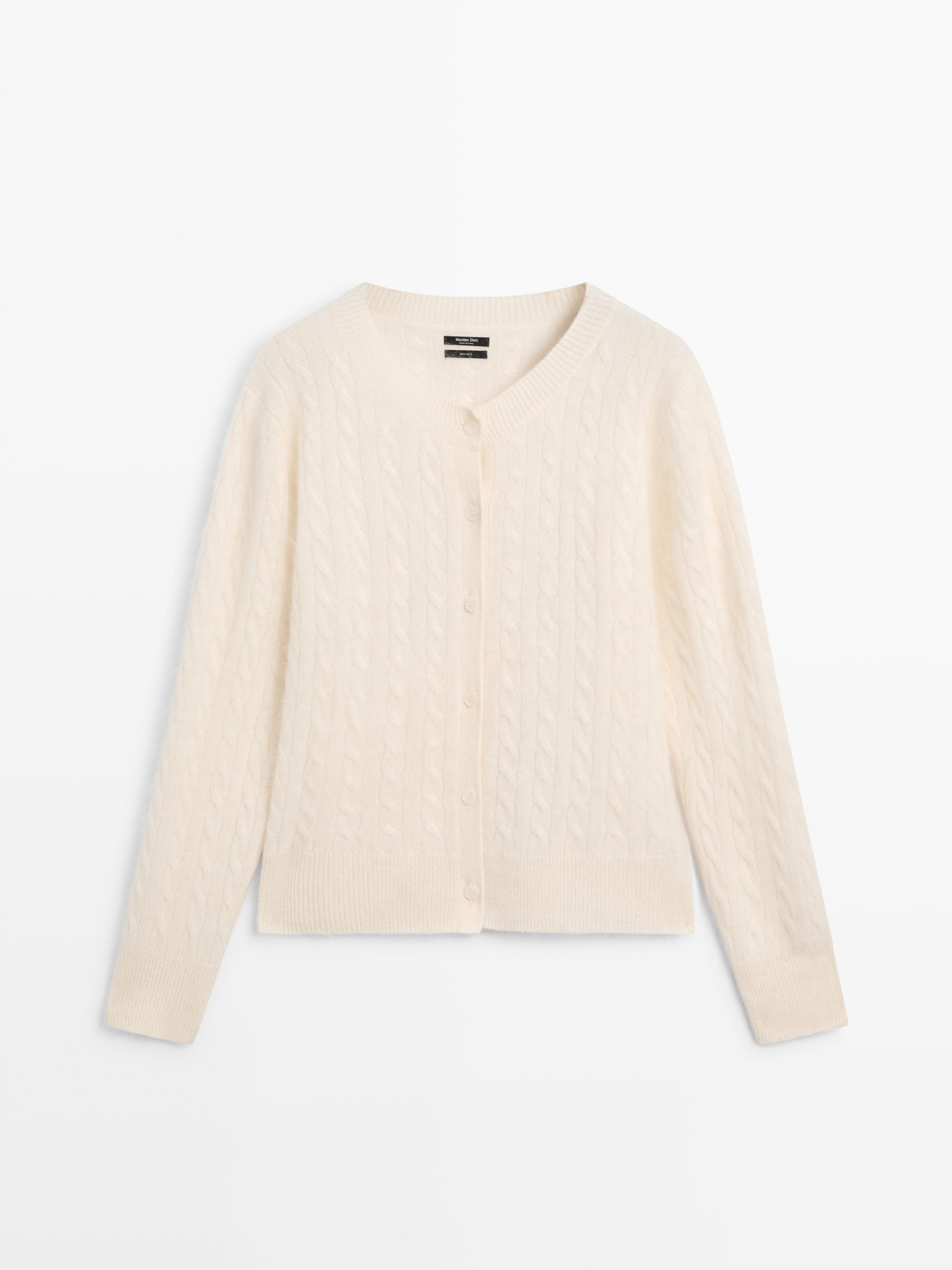Cable-knit wool cardigan