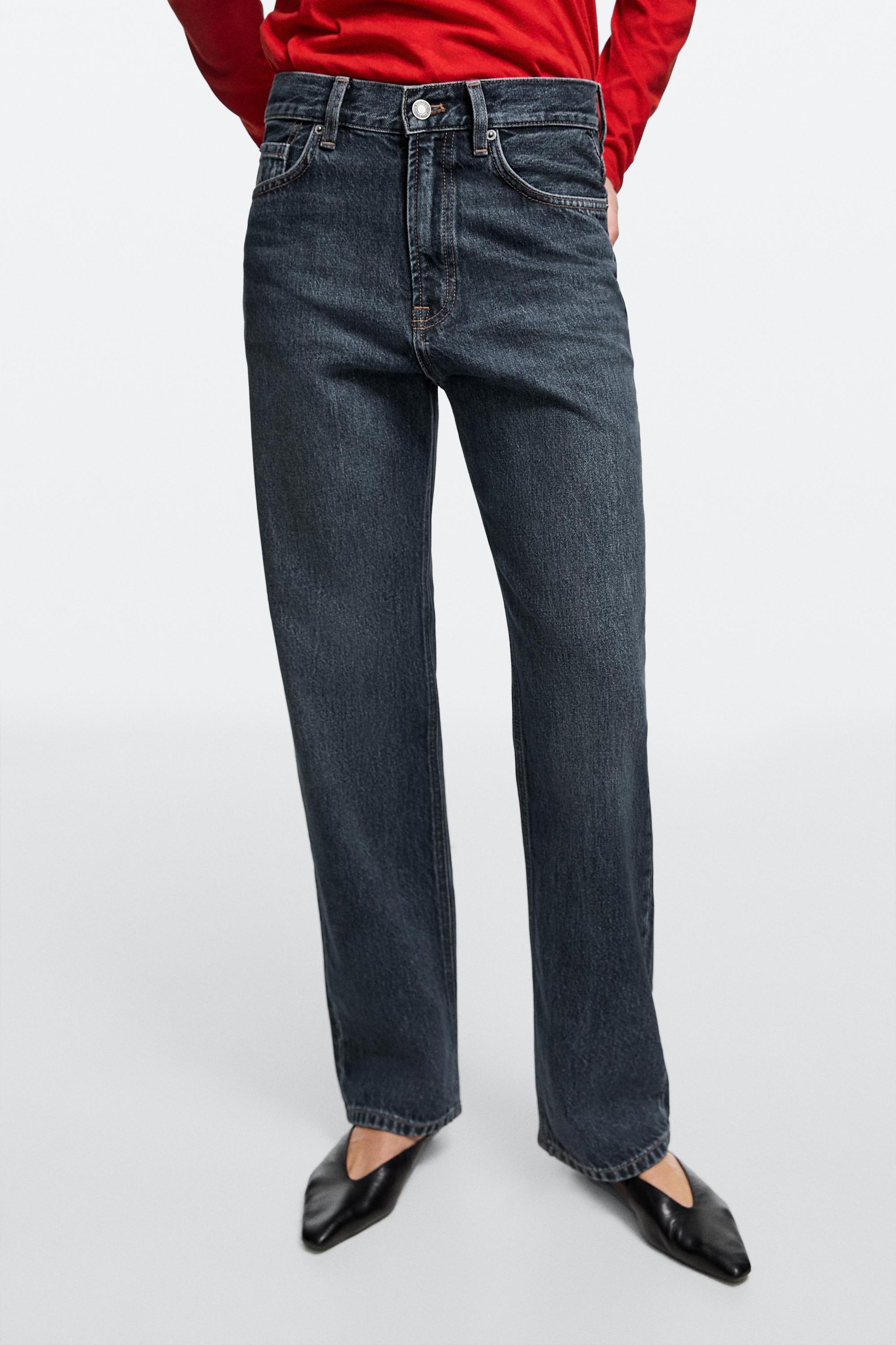 High-waist straight-leg jeans