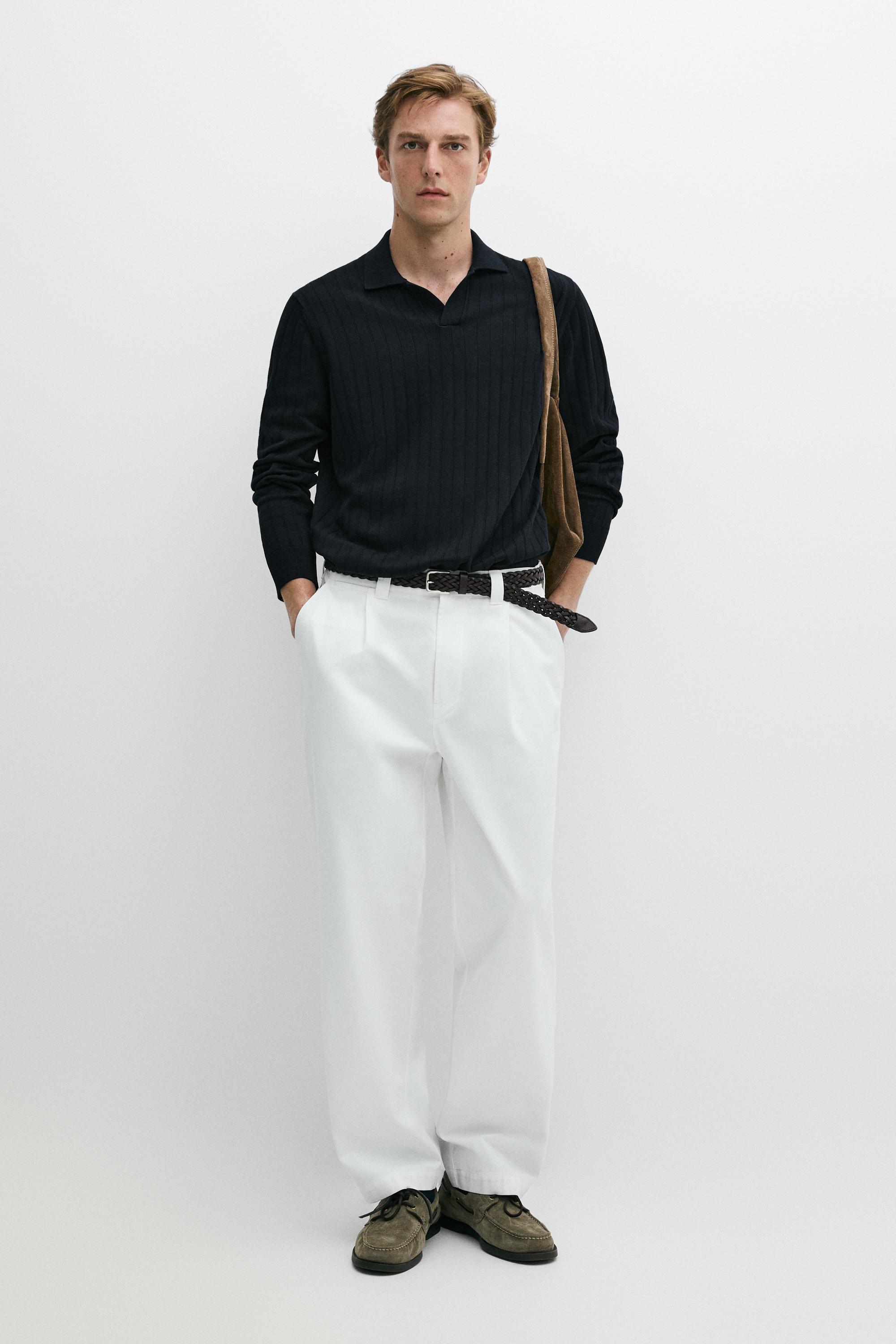 100% Cotton Knit Polo Sweater